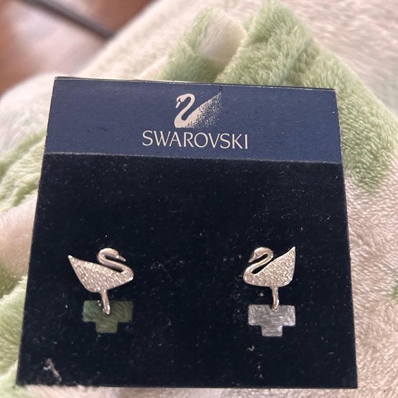 LIKE NEW Swarovski Crystal Swan Clip Earrings - Picture 4 of 6